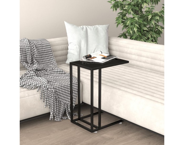 Sonata H Странична маса за компютър, черна, 50x35x65 см, закалено стъкло