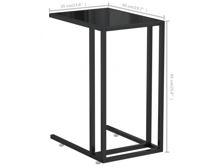 Sonata H Странична маса за компютър, черна, 50x35x65 см, закалено стъкло