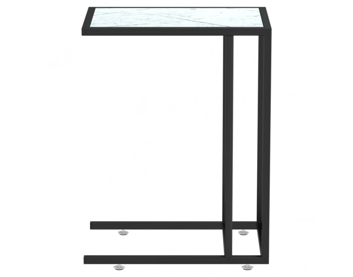 Sonata H Странична маса за компютър, бял мрамор, 50x35x65 см, стъкло