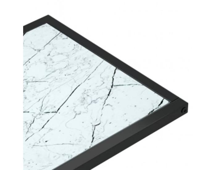 Sonata H Странична маса за компютър, бял мрамор, 50x35x65 см, стъкло