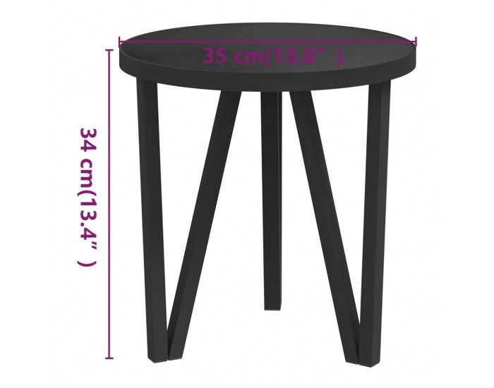 Sonata H Маса за чай, черна, Ø35 см, МДФ