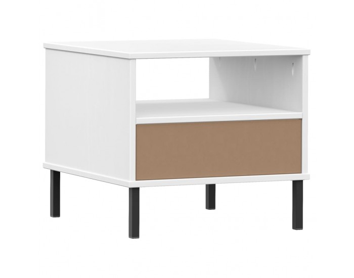 Sonata H Нощна масичка с метални крака бяла бор масив OSLO