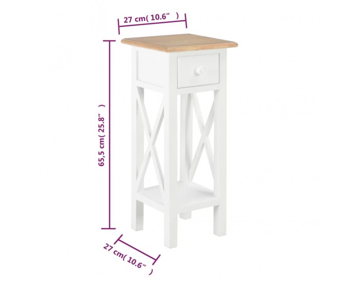 Sonata H Помощна маса, бяла, 27x27x65,5 см, дървена