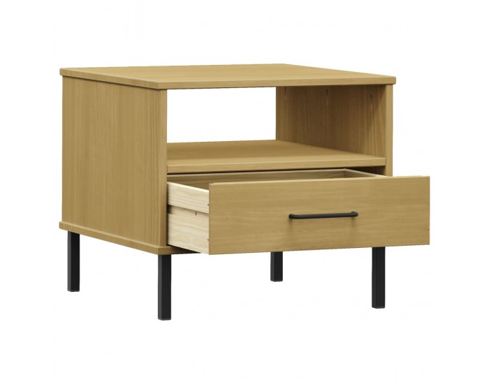 Sonata H Нощна масичка с метални крака, кафява, бор масив, OSLO