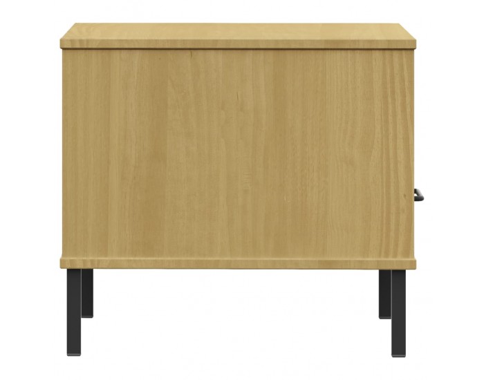 Sonata H Нощна масичка с метални крака, кафява, бор масив, OSLO