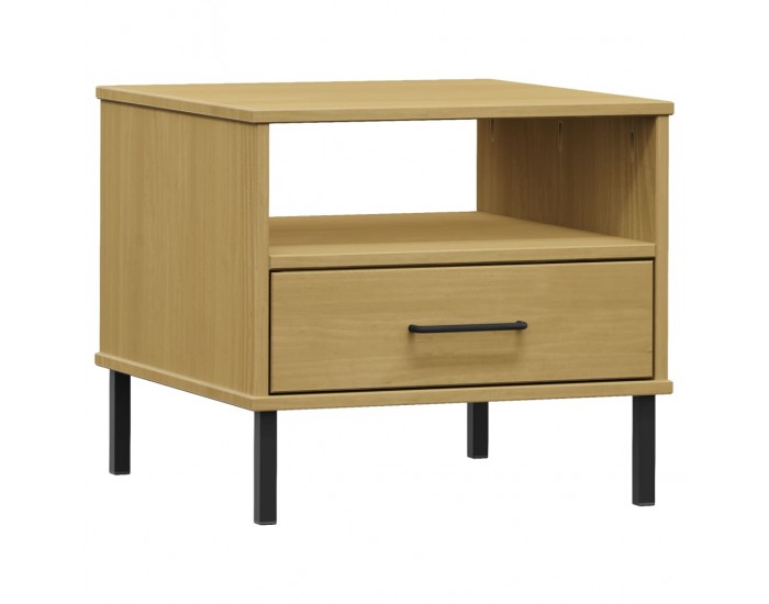 Sonata H Нощна масичка с метални крака, кафява, бор масив, OSLO