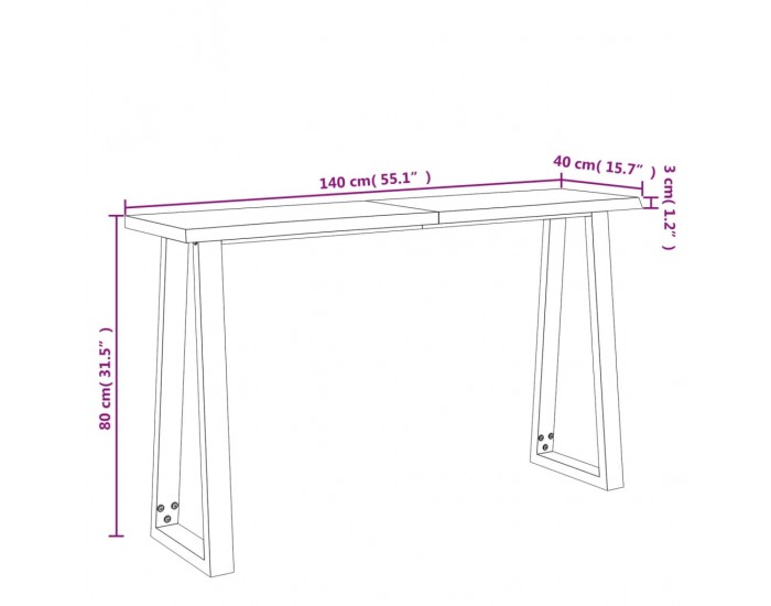 Sonata H Трапезна маса с жив ръб 140x40x80 см масивна акация