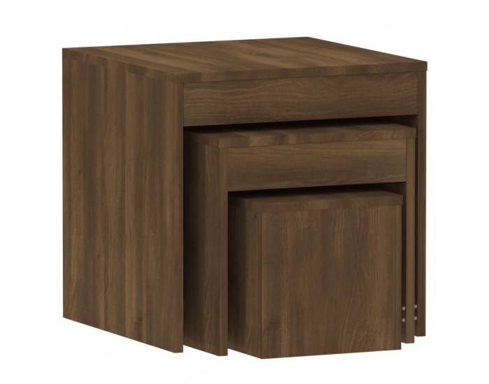 Sonata H Стифиращи маси, 3 бр, кафяв дъб, инженерно дърво