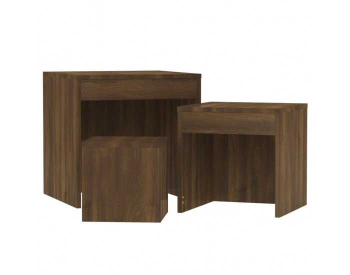 Sonata H Стифиращи маси, 3 бр, кафяв дъб, инженерно дърво