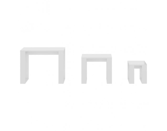 Sonata H Стифиращи маси, 3 бр, бял гланц, инженерно дърво