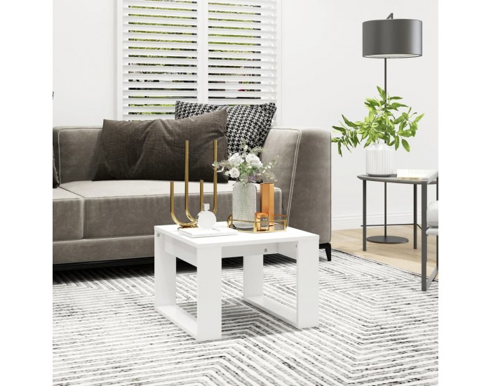 Sonata H Странична маса, бяла, 50x50x35 см, инженерно дърво