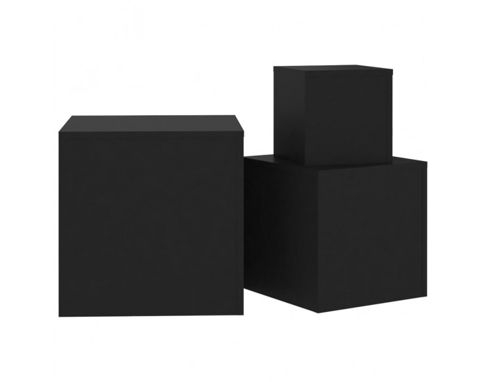 Sonata H Странични маси, 3 бр, черни, инженерно дърво