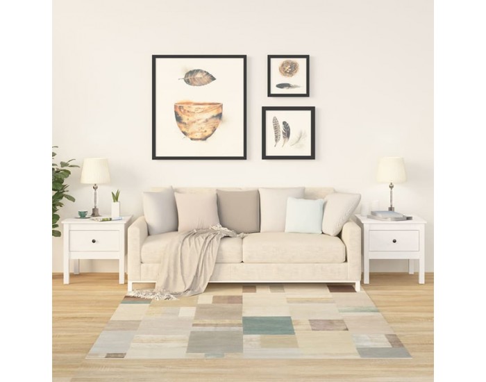 Sonata H Странични масички, 2 бр, бели, 50x50x49 см, борово дърво масив