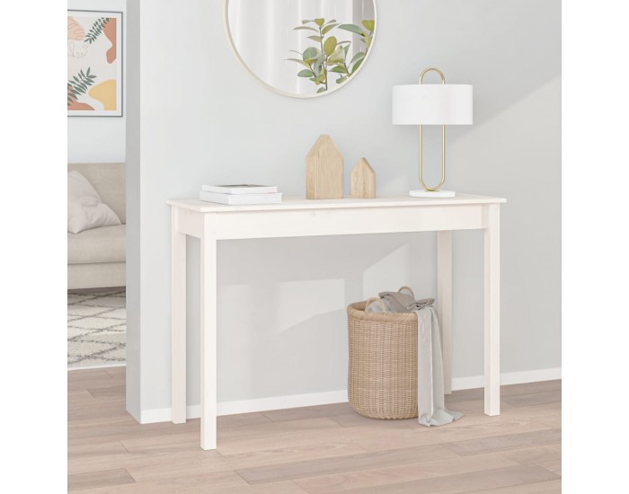Sonata H Конзолна маса бяла 110x40x75 см борово дърво масив