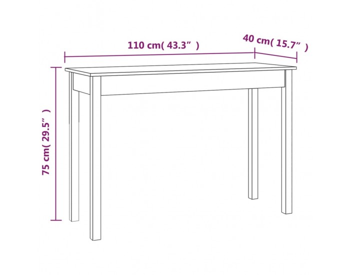 Sonata H Конзолна маса бяла 110x40x75 см борово дърво масив