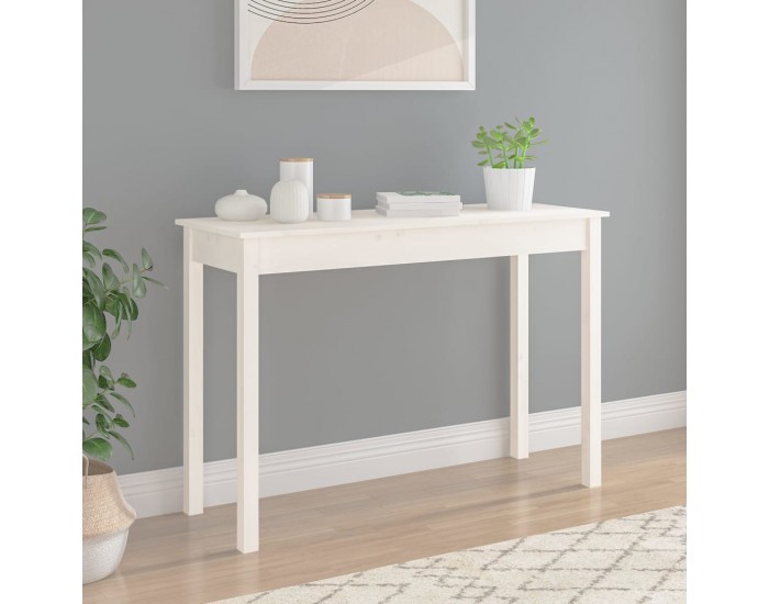 Sonata H Конзолна маса бяла 110x40x75 см борово дърво масив