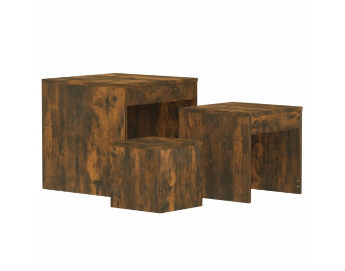 Sonata H Стифиращи маси, 3 бр, опушен дъб, инженерно дърво