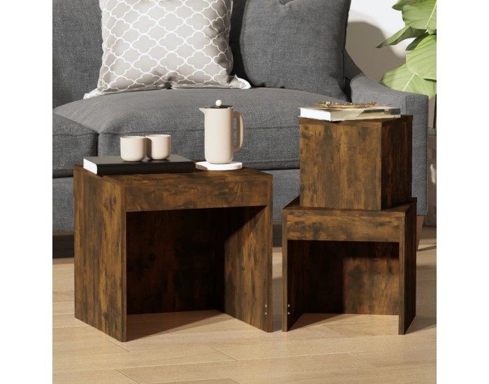 Sonata H Стифиращи маси, 3 бр, опушен дъб, инженерно дърво