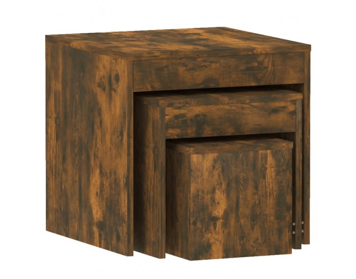 Sonata H Стифиращи маси, 3 бр, опушен дъб, инженерно дърво