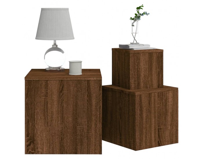 Sonata H Странични маси, 3 бр, кафяв дъб, инженерно дърво