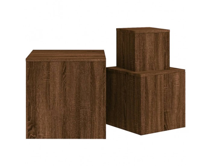 Sonata H Странични маси, 3 бр, кафяв дъб, инженерно дърво