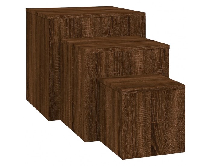 Sonata H Странични маси, 3 бр, кафяв дъб, инженерно дърво
