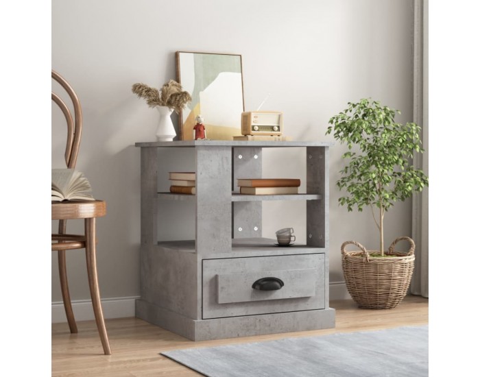 Sonata H Странична маса, бетонно сива, 50x50x60 см, инженерно дърво