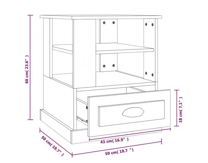 Sonata H Странична маса, бетонно сива, 50x50x60 см, инженерно дърво