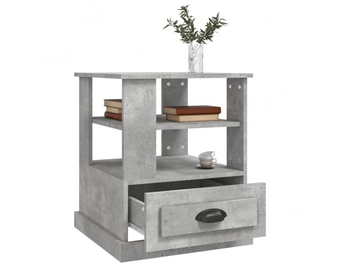 Sonata H Странична маса, бетонно сива, 50x50x60 см, инженерно дърво