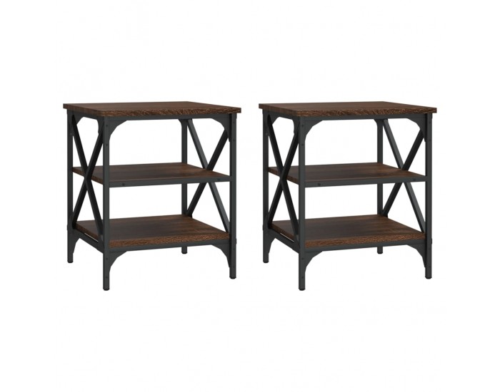 Sonata H Странични маси, 2 бр, Кафяв дъб, 40x42x50 см, инженерно дърво