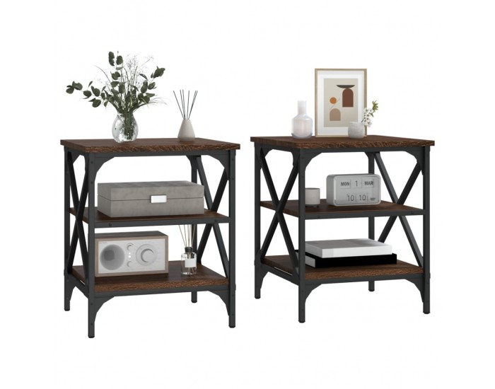 Sonata H Странични маси, 2 бр, Кафяв дъб, 40x42x50 см, инженерно дърво