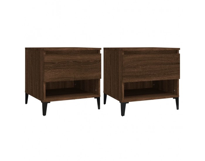 Sonata H Странични маси, 2 бр, Кафяв дъб, 50x46x50 см, инженерно дърво