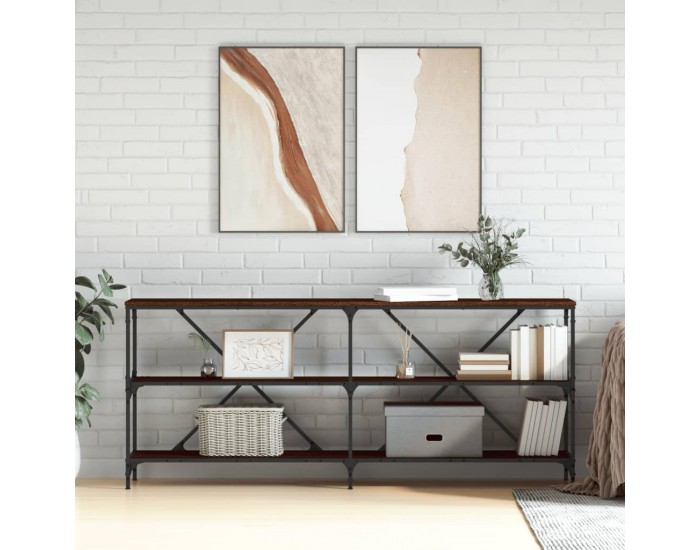 Sonata H Конзолна маса кафяв дъб 180x30x75 см инженерно дърво и желязо