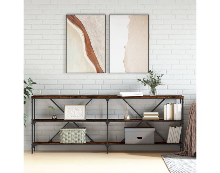 Sonata H Конзолна маса опушен дъб 200x30x75 см инженерно дърво и желязо