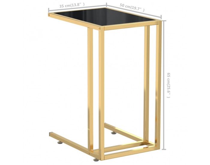 Sonata H Странична маса за компютър, черна, 50x35x65 см, закалено стъкло