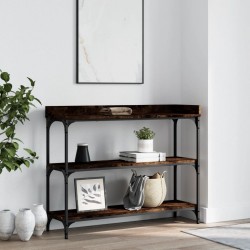 Sonata H Конзолна маса с рафтове, опушен дъб, 100x30x80 cм - Холни маси