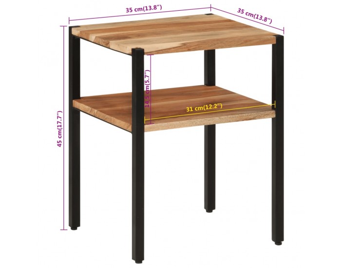 Sonata H Помощна маса 35x35x45 см масивно дърво акация и желязо