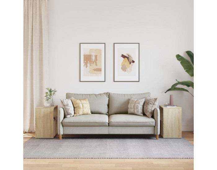 Sonata H Странични маси, 2 бр, дъб сонома, 50x30x50 см, инеженерно дърво