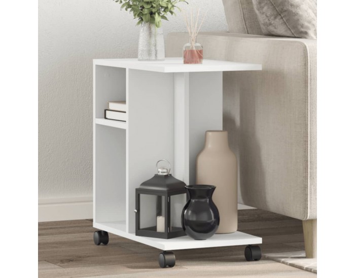 Sonata H Помощна маса с колелца бяла 50x30x55 см инженерно дърво