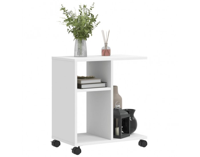 Sonata H Помощна маса с колелца бяла 50x30x55 см инженерно дърво