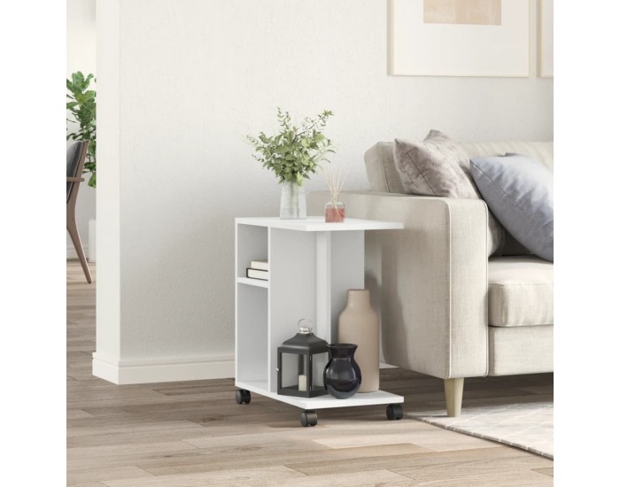 Sonata H Помощна маса с колелца бяла 50x30x55 см инженерно дърво