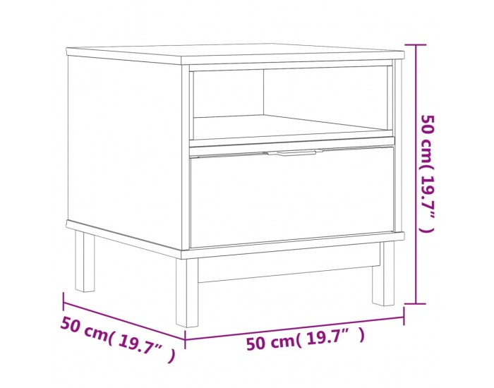 Sonata H Помощна маса FLAM 50x50x50 см борово дърво масив