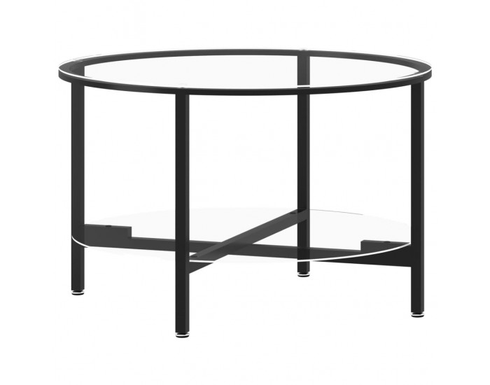 Sonata H Маса за чай, черно и прозрачно, 70 cм, закалено стъкло