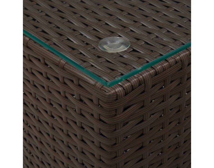 Sonata H Странични маси, 3 бр, със стъклен плот, кафяви, полиратан