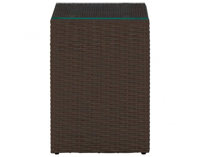 Sonata H Странични маси, 3 бр, със стъклен плот, кафяви, полиратан