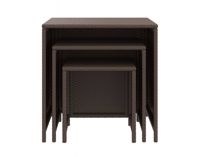 Sonata H Стифиращи маси, 3 бр, кафяви, полиратан