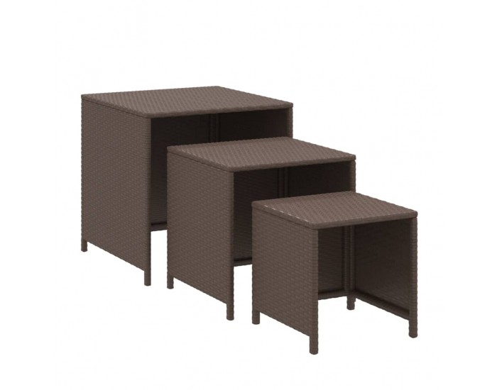 Sonata H Стифиращи маси, 3 бр, кафяви, полиратан