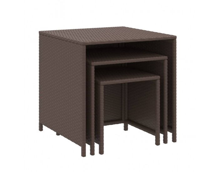 Sonata H Стифиращи маси, 3 бр, кафяви, полиратан