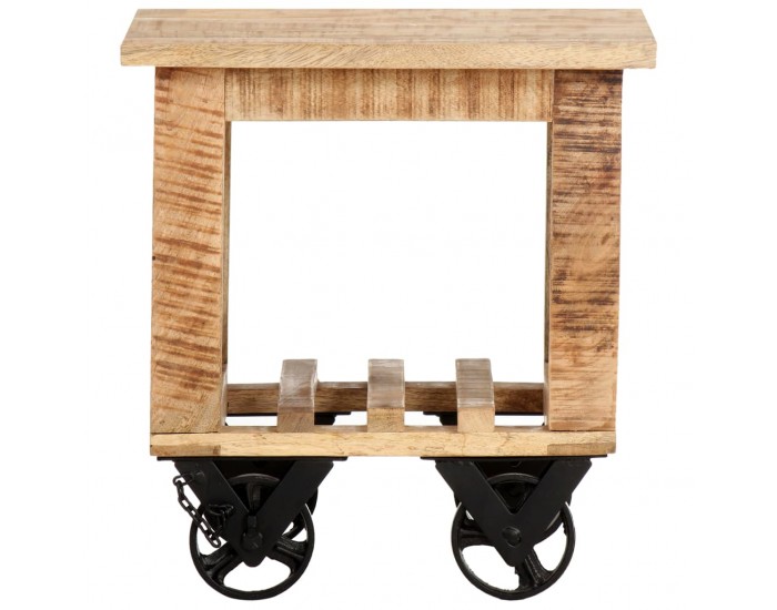 Sonata H Помощна маса с колелца 40x40x42 см грубо мангово дърво