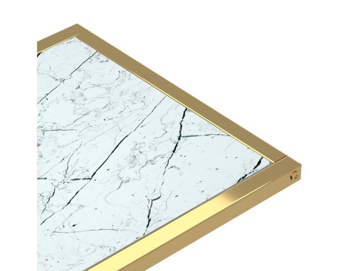 Sonata H Странична маса за компютър, бял мрамор, 50x35x65 см, стъкло